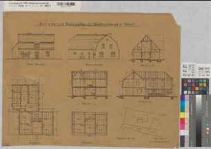 Velen (Velen) Wiederaufbau der Müllerwohnung Lageplan, Ansichten, Schnitte, Grundrisse 1911 1 : 100/500 52 x 71,5 Zeichnung Landsberg-Velensches Bauamt Landsberg-Velen