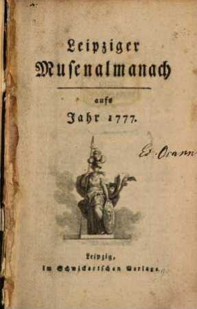 Leipziger Musenalmanach. 1777