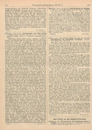 212-216 [Rezension] Dibelius, Otto, Der Kampf um die evangelische Schule in Preußen