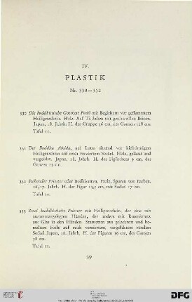 IV. Plastik (Nr. 330-352) und Tafeln 9-10