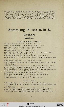 Sammlung von M. von R. in B. (Nr. 1-591)