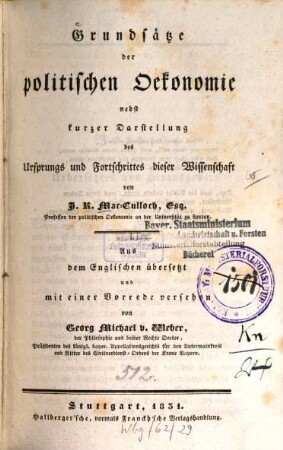 Grundsätze der politischen Oekonomie