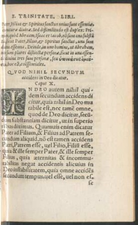 Qod Nihil Secundum accidens in Deo dicatur. Caput X.