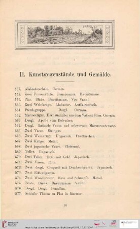 II. Kunstgegenstände und Gemälde (Nr. 557 - 780)