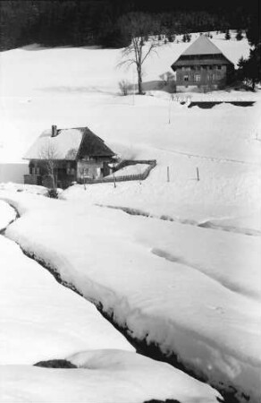 Waldau: Schwarzwaldhöfe und Bach im Schnee