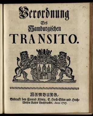 Verordnung Des Hamburgischen Transito
