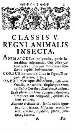 Classis V. Regni Animalis Insecta