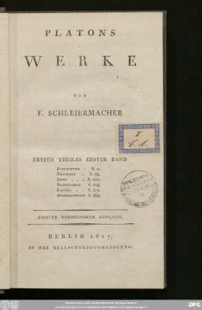 Ersten Theiles, Erster Band: Einleitung. Phaidros. Lysis. Protagoras. Laches. Anmerkungen