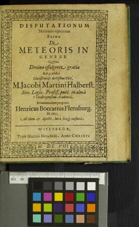 Disputationum Meteorologicarum Prima De Meteoris In Genere