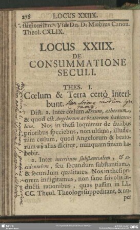 Locus XXIIX. De Consummatione Seculi