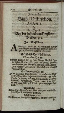 In der ersten Haupt- Distinction.