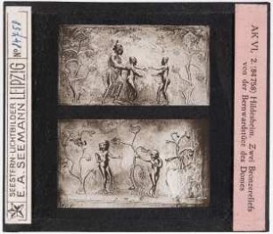 Hildesheim, Bernwardstür, Bronzereliefs Adam und Eva (AK VI, 2, Nr. 84758)