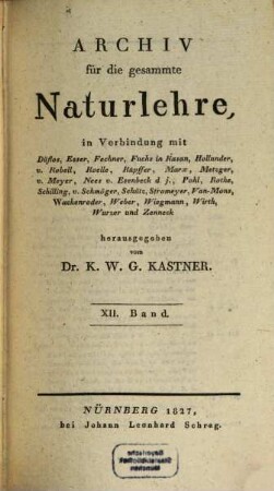 Archiv für die gesammte Naturlehre. 12, 12 (1827)