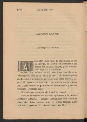 Capítulo LXXVIII - El ruego de Adriana