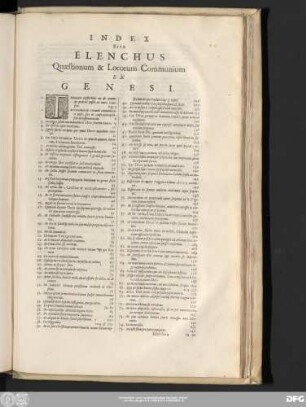 Index Sive Elenchus Quaestionum & Locorum Communium Ex Genesi.