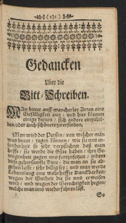 Gedancken Uber die Bitt-Schreiben.