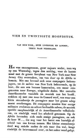 VIER EN TWINTIGSTE HOOFDSTUK - Van New York, over Liverpool en Londen, terug naar Nederland.
