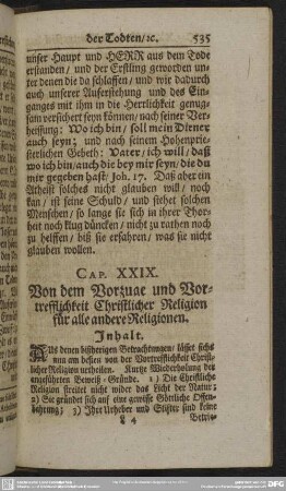 Cap. XXIX. Von dem Vorzuge und Vortrefflichkeit Christlicher Religion für alle andere Religionen