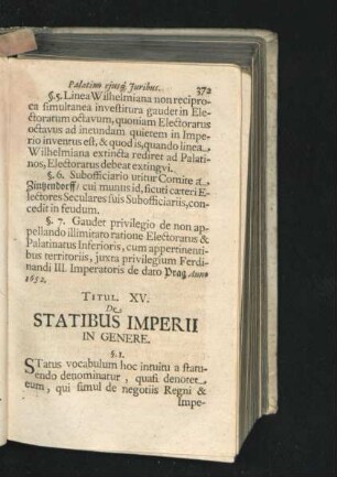 Titul. XV. De Statibus Imperii In Genere.