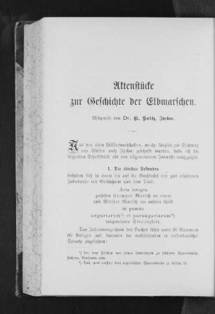 Aktenstücke zur Geschichte der Elbmarschen