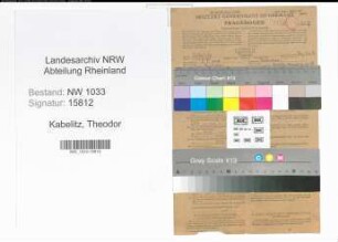 Entnazifizierung Theodor Kabelitz , geb. 02.02.1919 (Baecker)