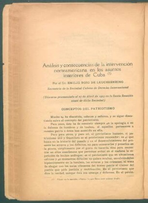 Análisis y consecuencias de la intervención norteamericana en los asuntos interiores de Cuba