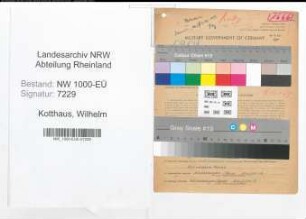 Entnazifizierung Wilhelm Kotthaus, geb. 29.01.1897 (Mechaniker)