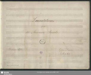 Lamentations - Mus.2358-D-4,1 : V (2), orch, bc; ZWV 53