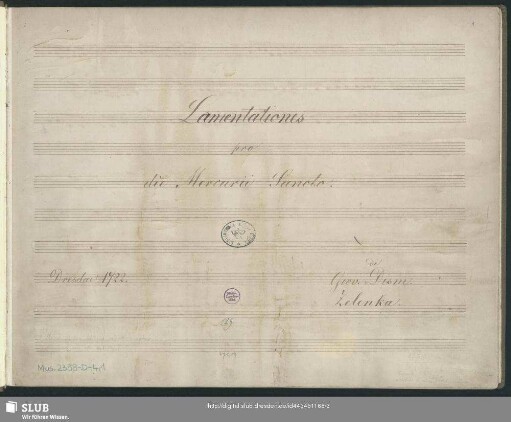 Lamentations - Mus.2358-D-4,1 : V (2), orch, bc; ZWV 53