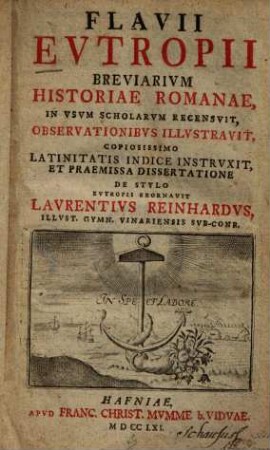 Breviarium historiae Romanae : rum recensuit, observati nibus illustravit, copiosissimo latinitatis indice instruxit ...