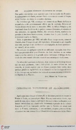Chronique tunisienne et algérienne