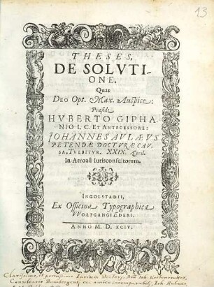 Theses, De Solvtione