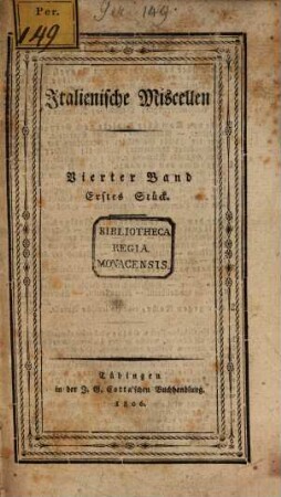 Italienische Miscellen. 4. 1806