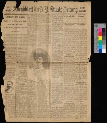 Abendblatt der N. Y. Staats-Zeitung, letzte Ausgabe, Jahrgang 68, No. 48, 25.02.1902