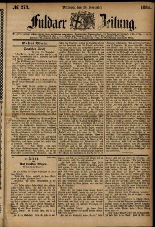 Ausgabe vom Mittwoch, den 26. November 1884.