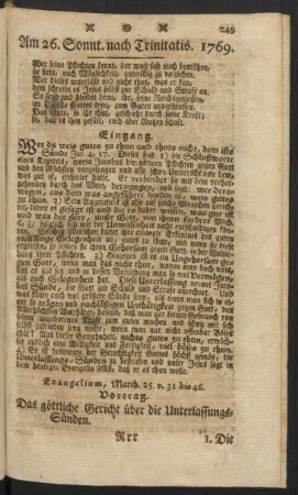 Am 26. Sonnt. nach Trinitatis. 1769