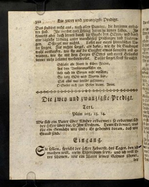 322-343, Die zwey und zwanzigste Predigt. Das erbarmende Verschonen Gottes über seine Kinder.