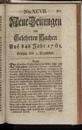 No. XCVII. Leipzig, den 3. December. - No. CV. Leipzig, den 31. December.