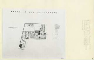 Hotel am Kurfürstendamm, Berlin-Charlottenburg (Diplomarbeit bei Kurt Dübbers): Grundriss 1. Obergeschoss 1:200
