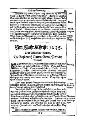 Das sechszehende Capitel. Die Reise durch Narva/ Reval/ Pernaw biß Riga.