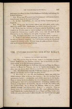 VIII. Unterscheidung der fünf Kōśa's
