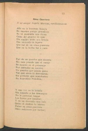Alma guerrera : A mi amiga: Angela Martino, cariñosamente
