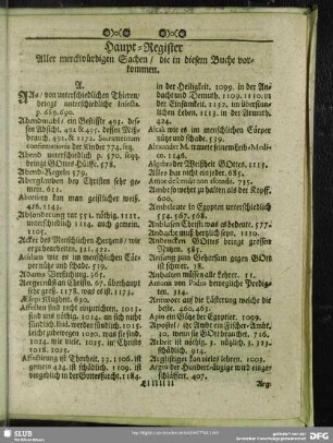 Haupt-Register Aller merckwürdigen Sachen, die in diesem Buche vorkommen