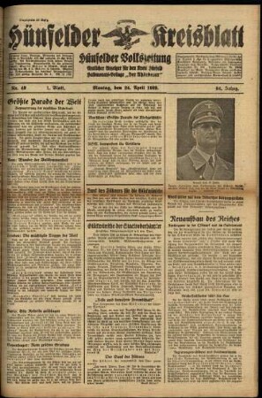 Erste Ausgabe vom Montag, den 24. April 1939.