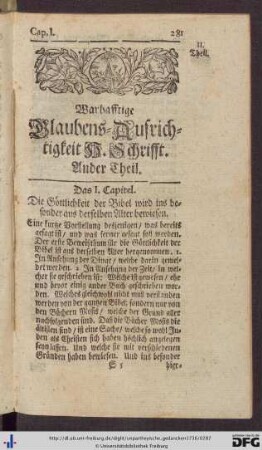 Wahrhafftige Glaubens-Aufrichtigkeit H. Schrifft. Ander Theil.