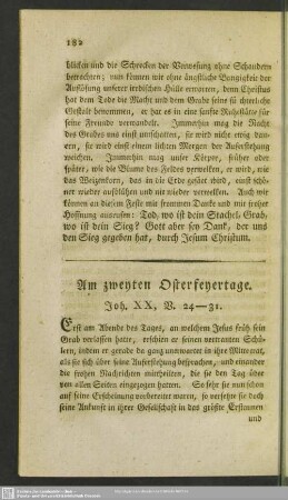 Am zweyten Osterfeyertage. Joh. XX, V. 24-31
