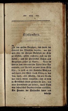 Einsamkeit.