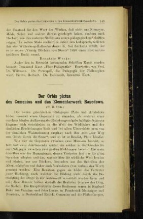 ¬Der¬ Orbis pictus des Comenius und das Elementarwerk Basedows