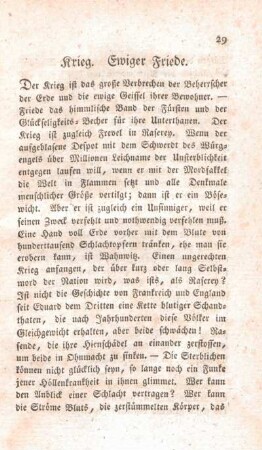 Krieg. Ewiger Friede.