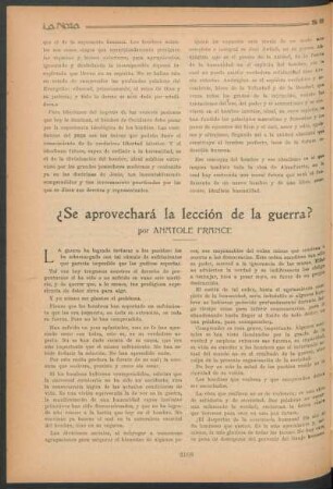 ¿Se aprovechará la lección de la guerra?